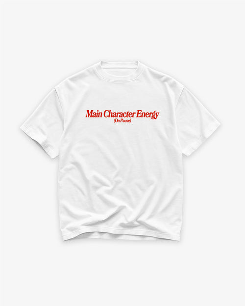 Heavy Oversized Tee White - Main Character Energy (On Pause)