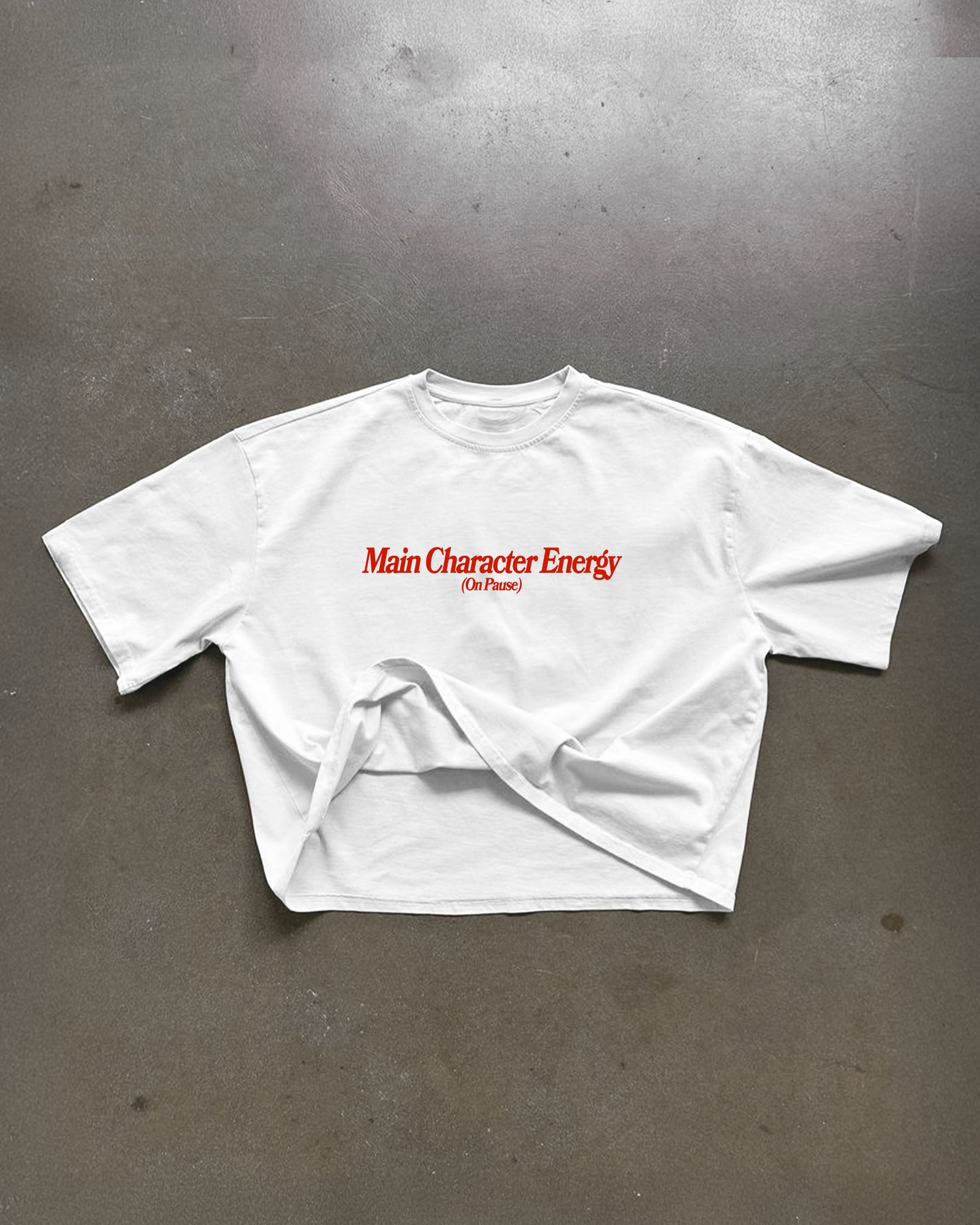 Heavy Oversized Tee White - Main Character Energy (On Pause)