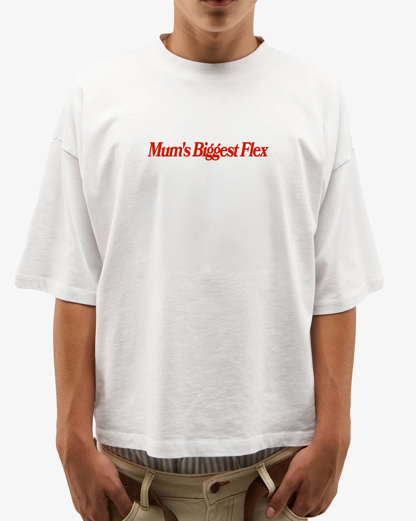 Heavy Oversized Tee White - Mum’s Biggest Flex