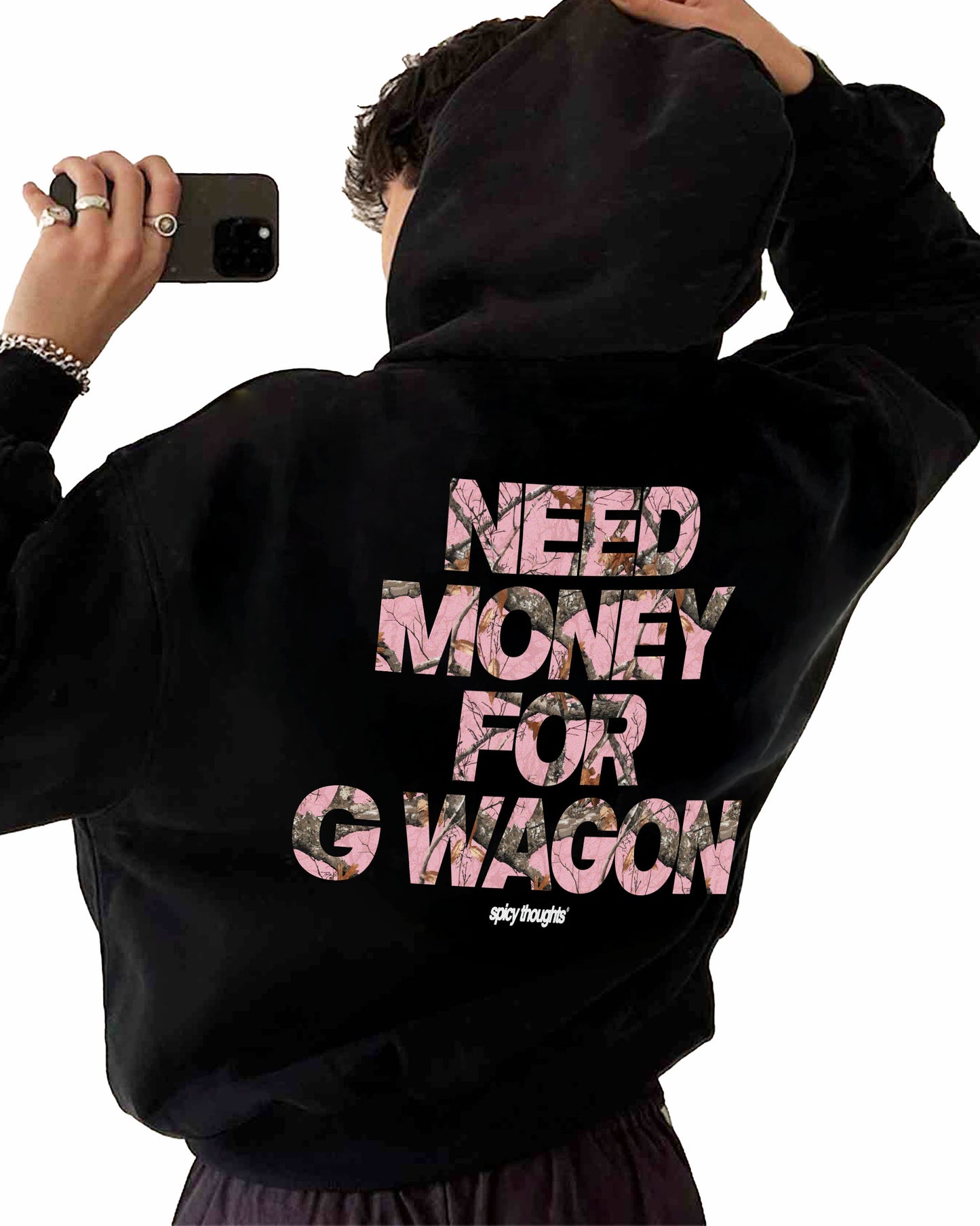 Oversized Hoodie Black - Need Money For G Wagon