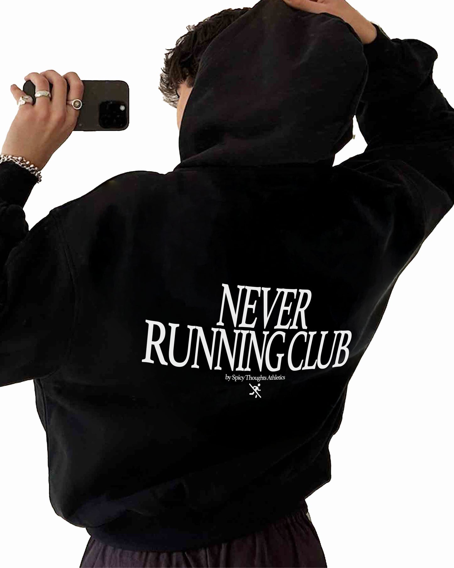 Oversized Hoodie Black - Never Running Club
