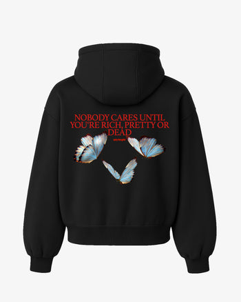 Oversized Hoodie - Nobody Cares” Butterfly