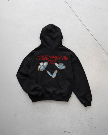 Oversized Hoodie - Nobody Cares” Butterfly