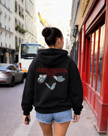 Oversized Hoodie - Nobody Cares” Butterfly