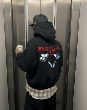 Oversized Hoodie - Nobody Cares” Butterfly