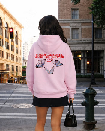 Oversized Hoodie - Nobody Cares” Butterfly