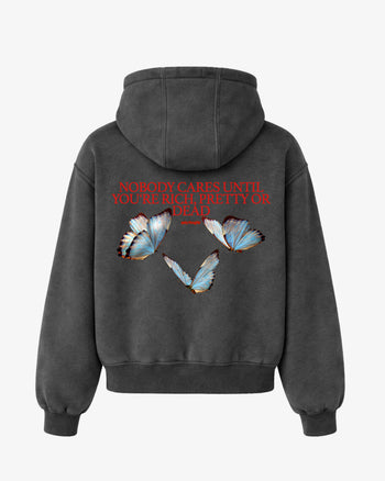 Oversized Hoodie - Nobody Cares” Butterfly