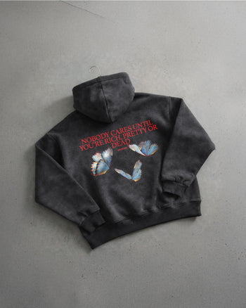 Oversized Hoodie - Nobody Cares” Butterfly