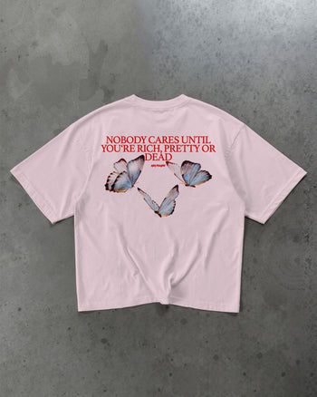 Heavy Oversized Tee - Nobody Cares” Butterfly