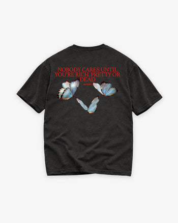 Heavy Oversized Tee - Nobody Cares” Butterfly