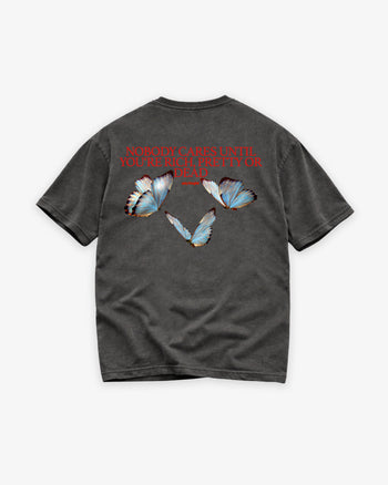 Heavy Oversized Tee - Nobody Cares” Butterfly