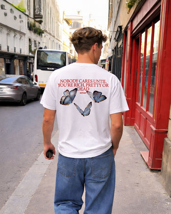 Heavy Oversized Tee - Nobody Cares” Butterfly