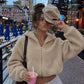 Oversized Sherpa Zip Hoodie Girls