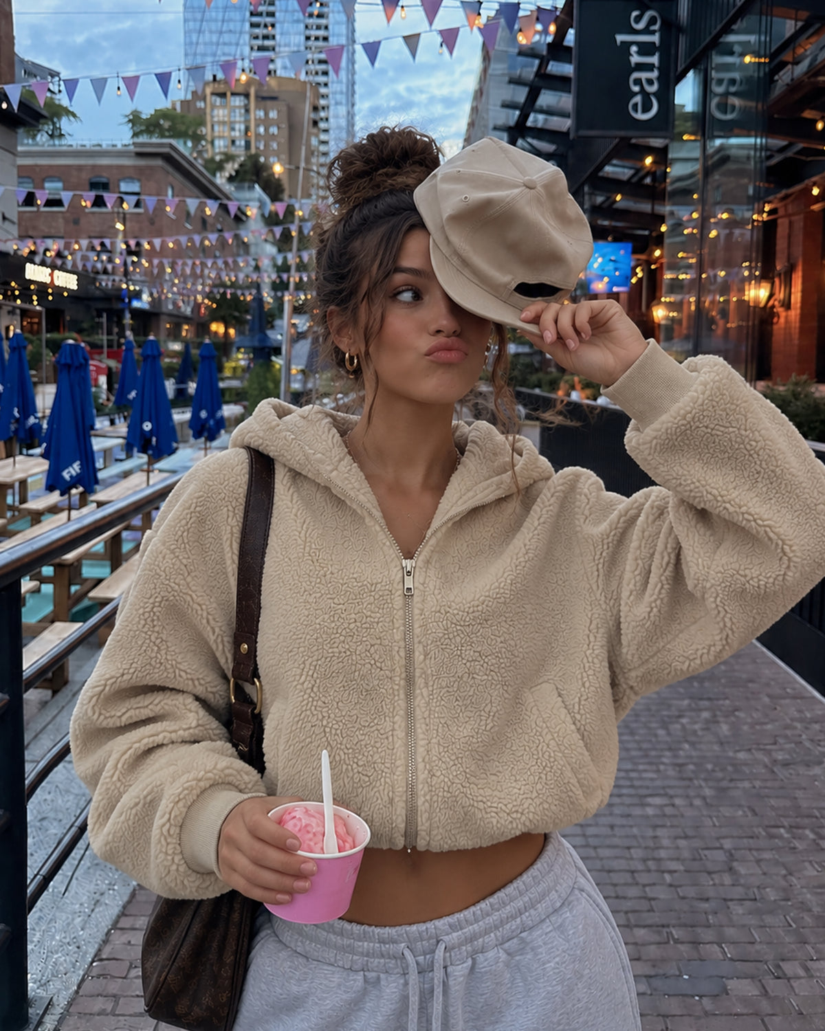 Oversized Sherpa Zip Hoodie Girls