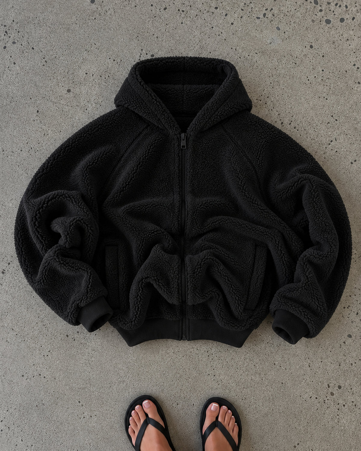 Oversized Sherpa Zip Hoodie Girls