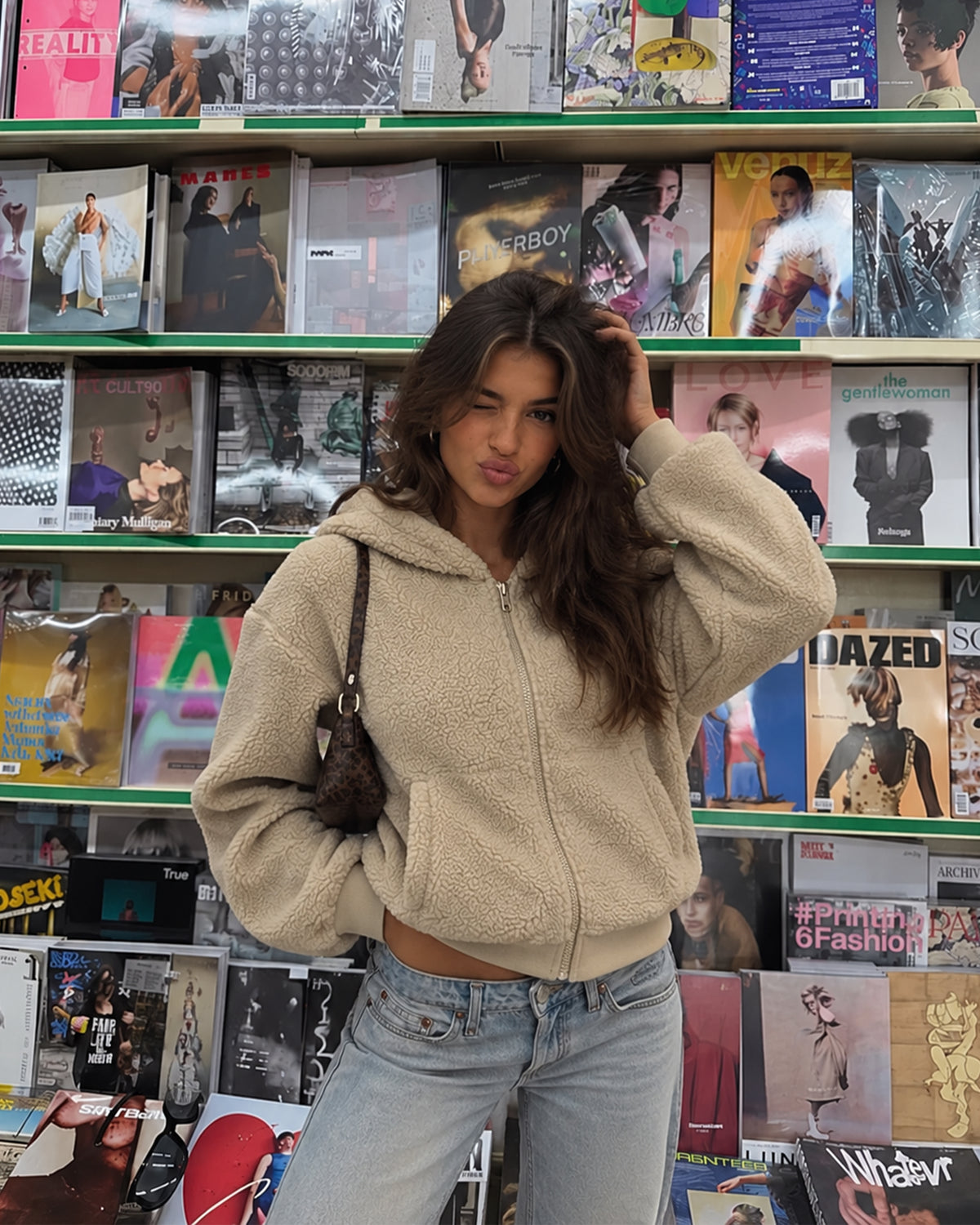 Oversized Sherpa Zip Hoodie Girls
