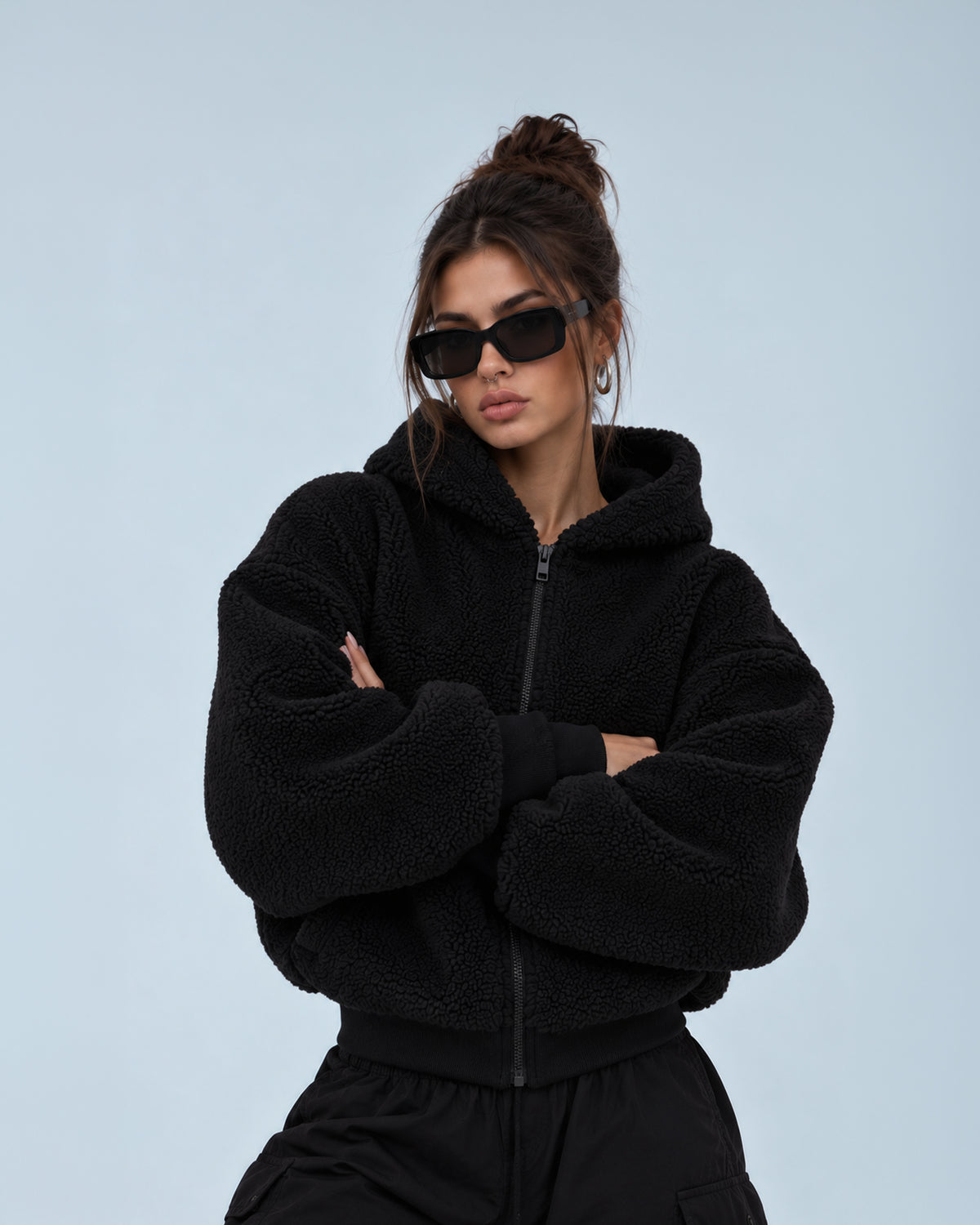 Oversized Sherpa Zip Hoodie Girls