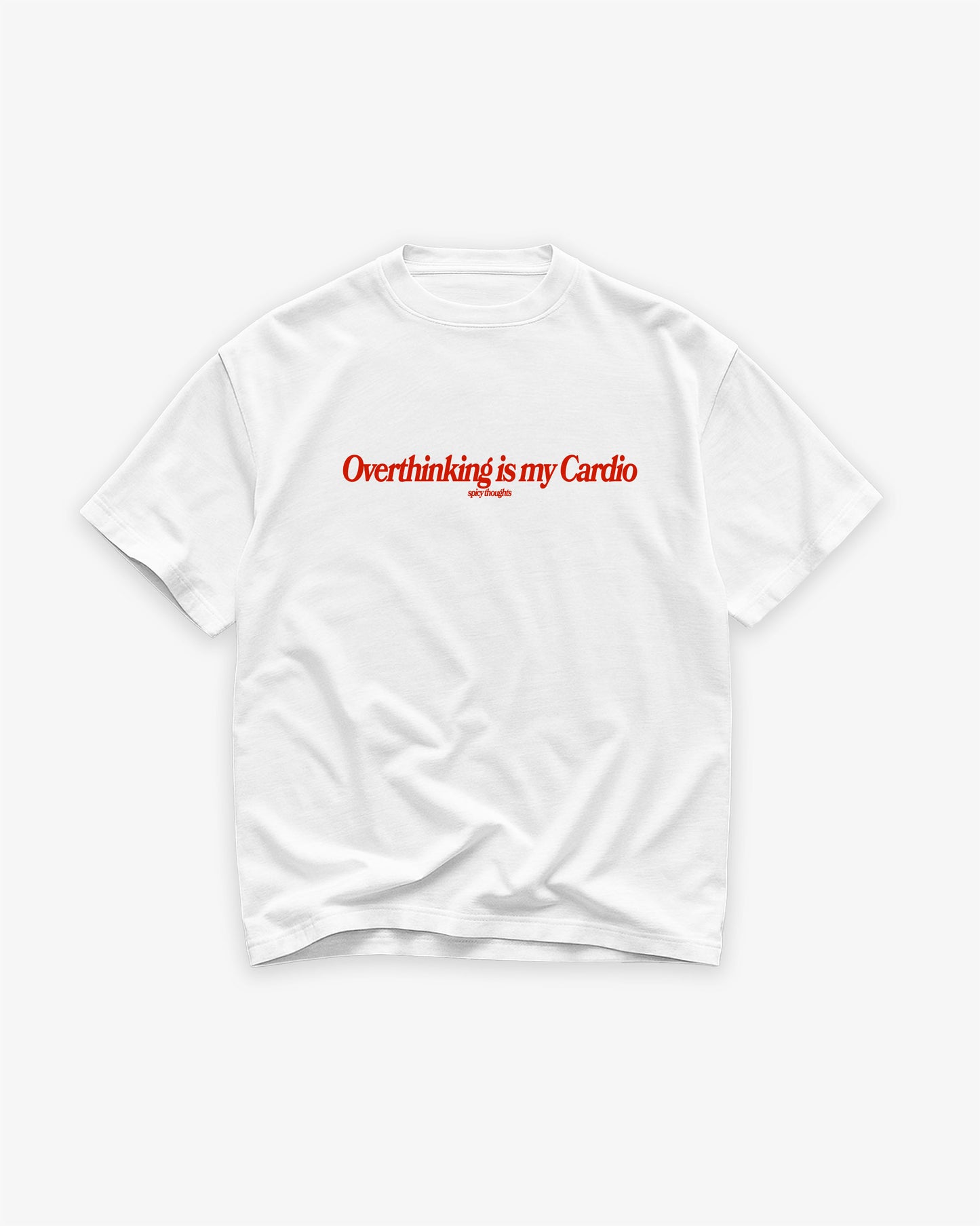 Heavy Oversized Tee White - Overthinking Is My Cardio