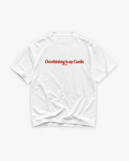 Heavy Oversized Tee White - Overthinking Is My Cardio