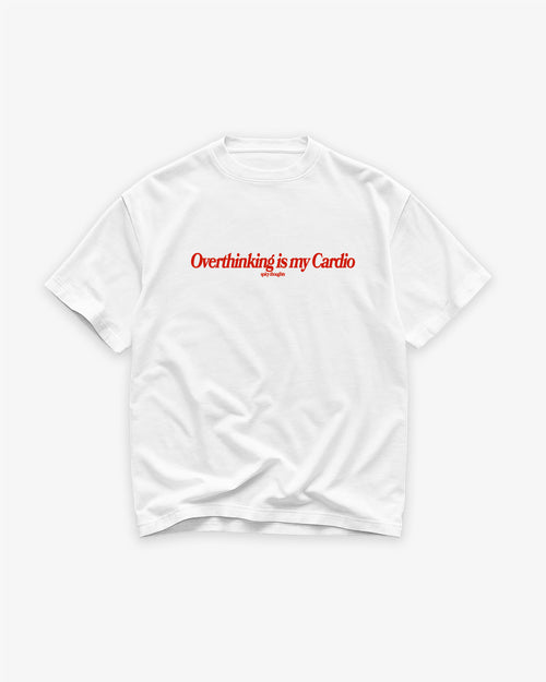 Heavy Oversized Tee White - Overthinking Is My Cardio
