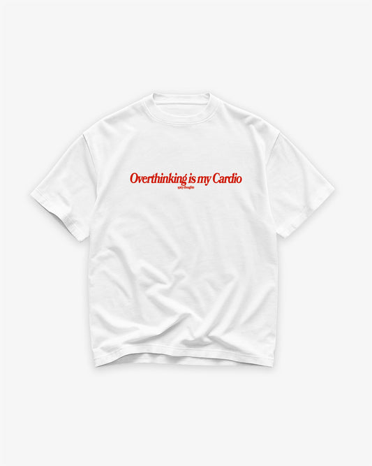 Heavy Oversized Tee White - Overthinking Is My Cardio