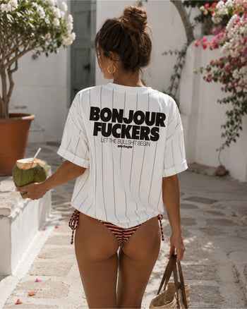 Pinstripe Tee - Bonjour Fuckers