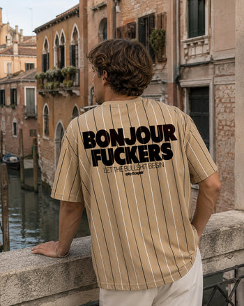 Pinstripe Tee - Bonjour Fuckers