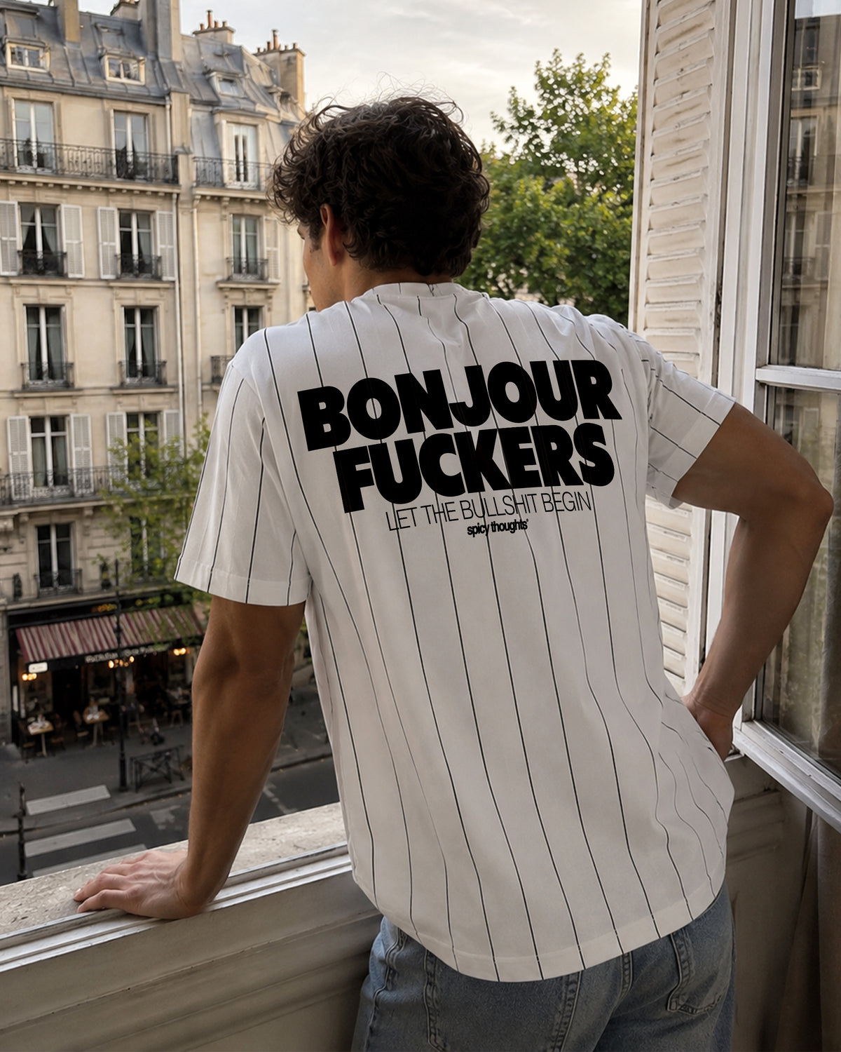 Pinstripe Tee - Bonjour Fuckers