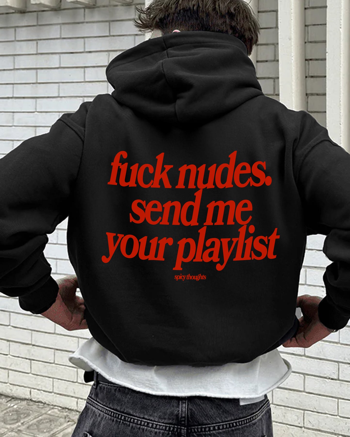 Oversized Hoodie Black - Send Me Your Playlist
