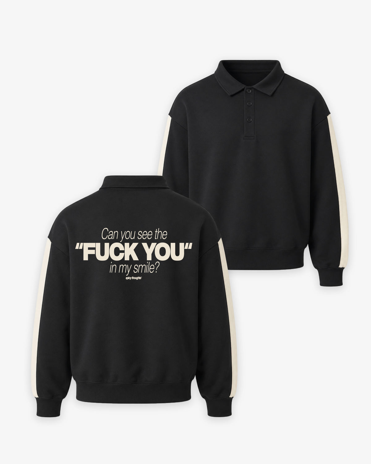 Oversized Polo Sweater - Can You See The Fuck You In My Smile