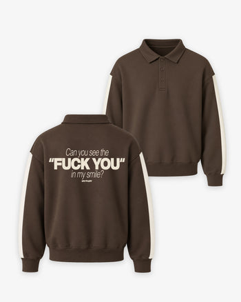 Oversized Polo Sweater - Can You See The Fuck You In My Smile