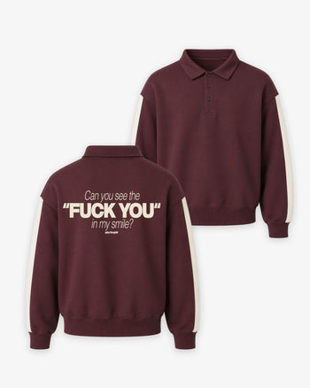 Oversized Polo Sweater - Can You See The Fuck You In My Smile