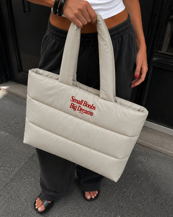Quilted Tote Bag - Small Boobs Big Dreams
