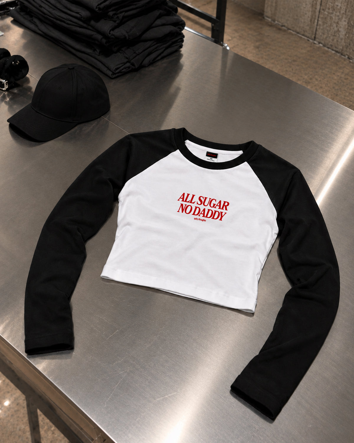 Cropped Raglan Longsleeve Tee - All Sugar No Daddy