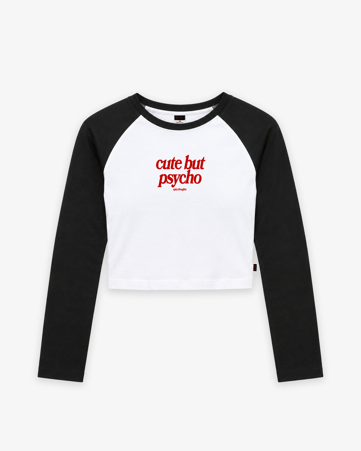 Cropped Raglan Longsleeve Tee - Cute But Psycho