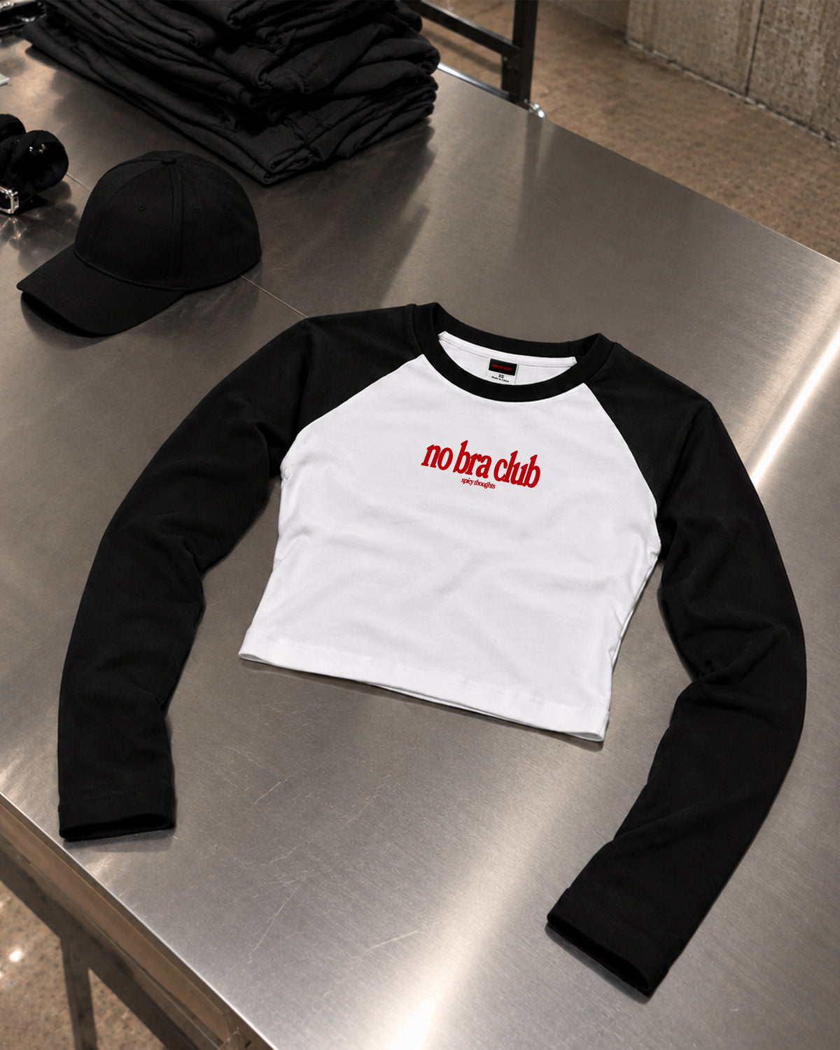 Cropped Raglan Longsleeve Tee - No Bra Club