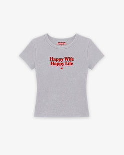 Rib Cropped Tee - Happy Wife Happy Life