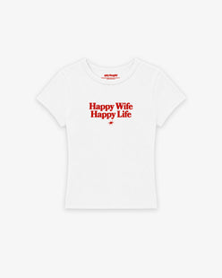 Rib Cropped Tee - Happy Wife Happy Life