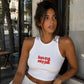 Rib Cropped Top - Boys Text, Men Talk