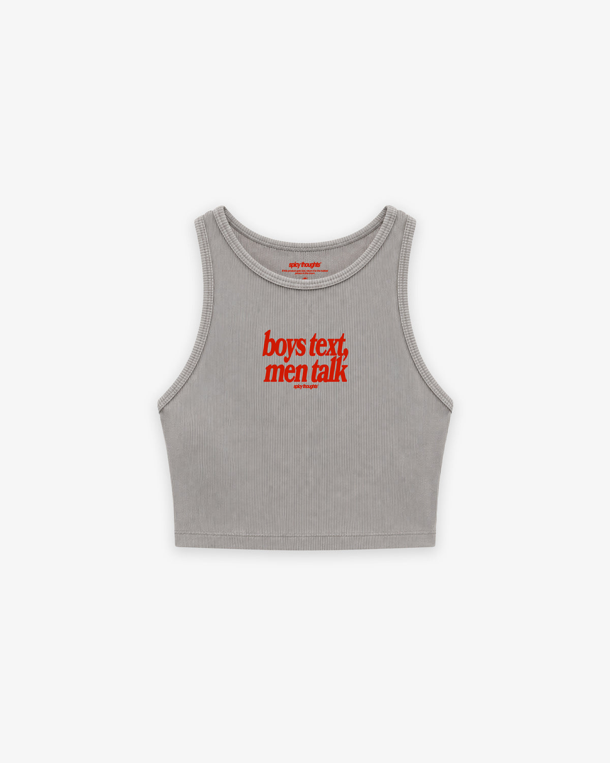 Rib Cropped Top - Boys Text, Men Talk
