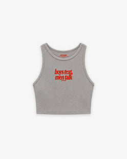 Rib Cropped Top - Boys Text, Men Talk