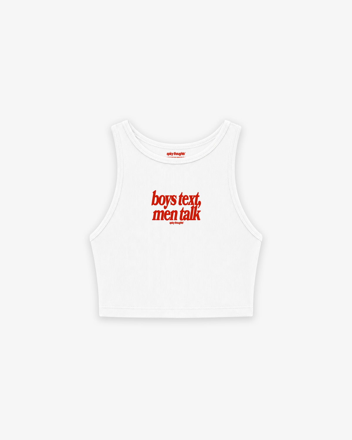 Rib Cropped Top - Boys Text, Men Talk