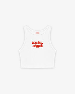 Rib Cropped Top - Boys Text, Men Talk
