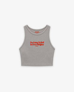 Rib Cropped Top - I'm Going To Hell In Every Religion