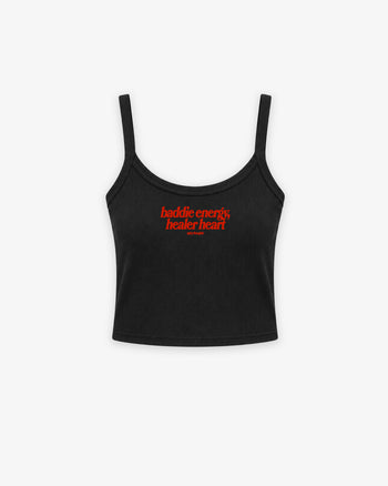 Rib Tank Top - Baddie Energy, Healer Heart