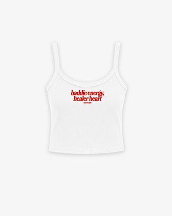 Rib Tank Top - Baddie Energy, Healer Heart