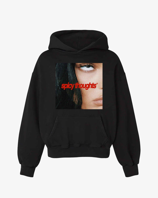 Oversized Hoodie Black - Rollin’ Eyes & Spicy Thoughts