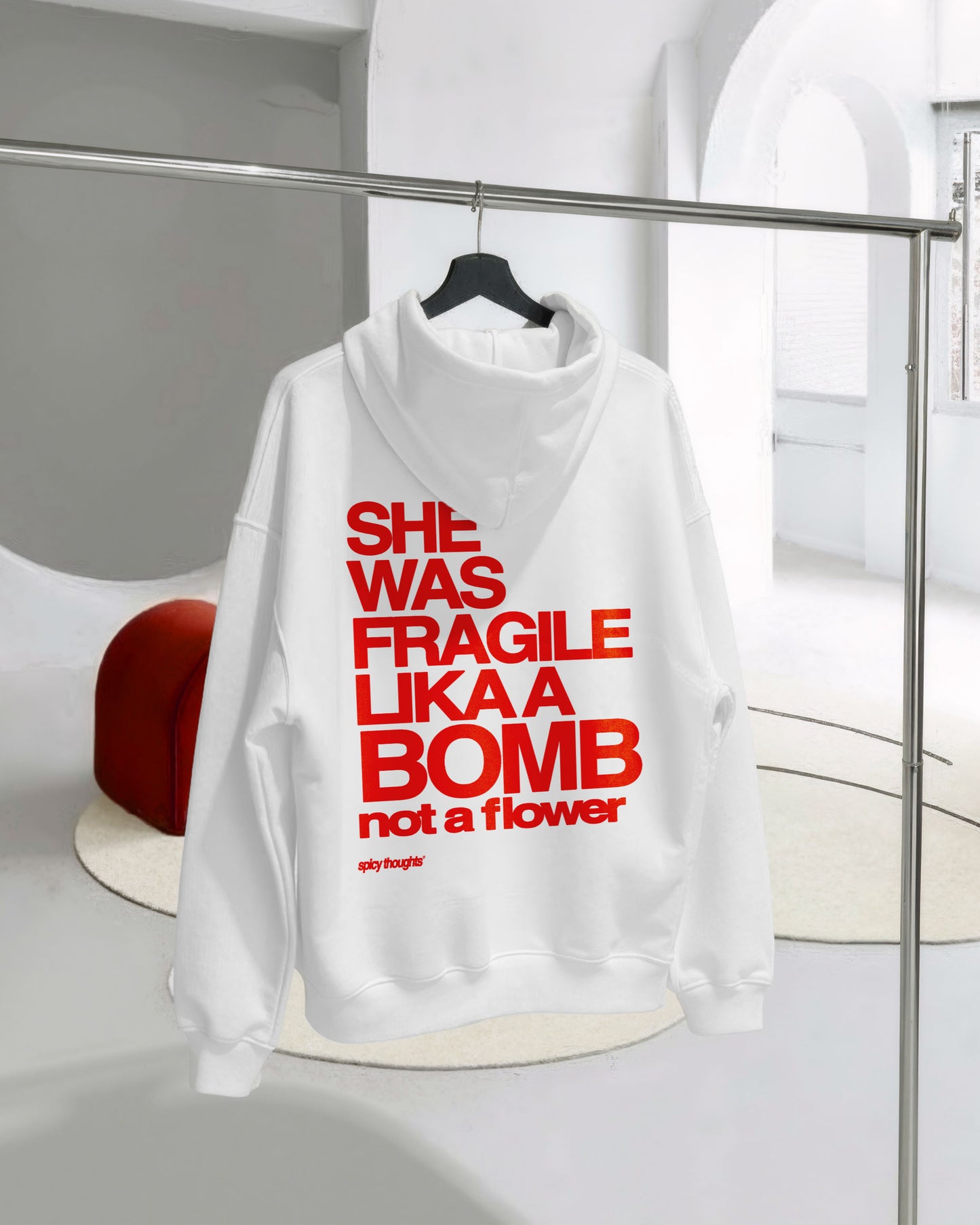 Oversized Hoodie - She Was Fragile Like a Bomb, Not a Flower