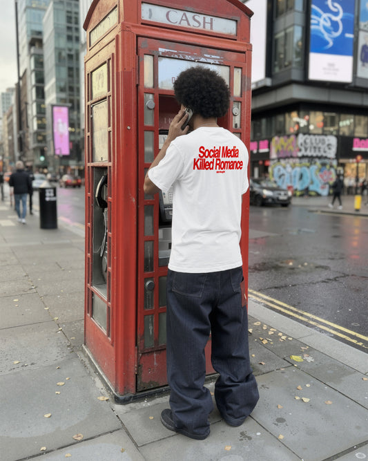 Heavy Oversized Tee - Social Media Killed Romance