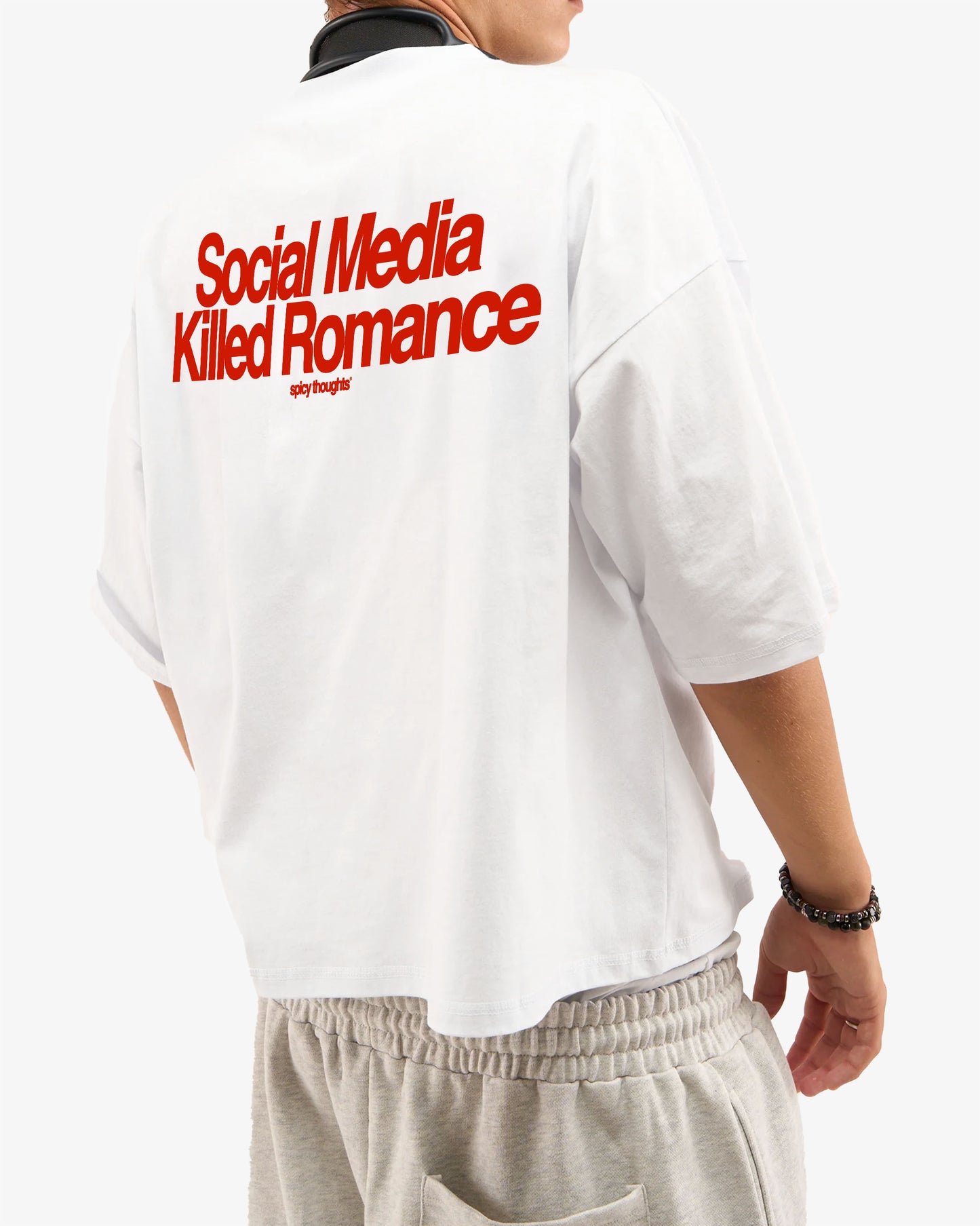 Heavy Oversized Tee - Social Media Killed Romance